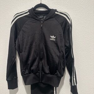 Adidas Black Jacket with White Accents Women’s Size M